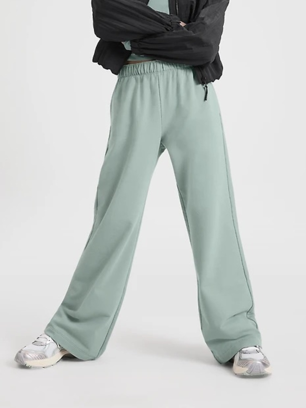 Athleta Girl SZ 8-10 All Day Wide Leg Terry Pant small/7 Green